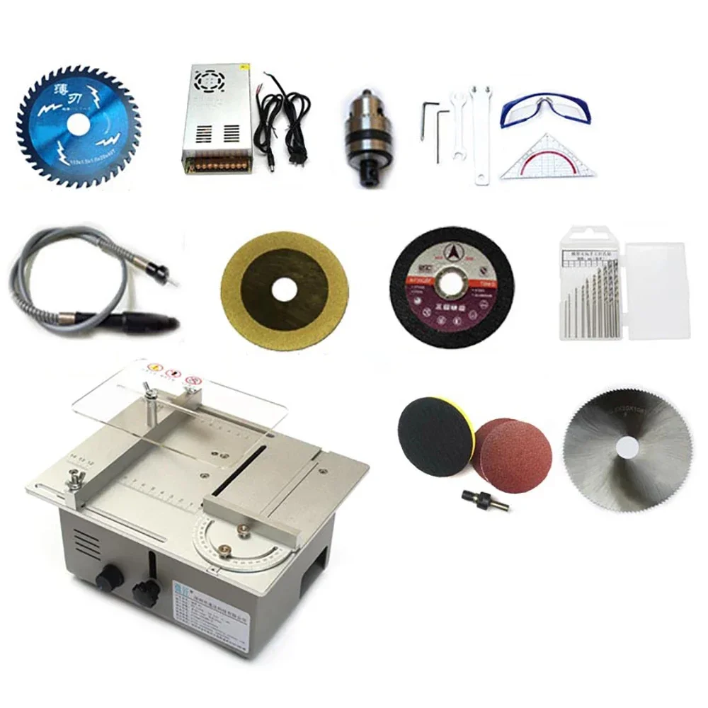 Multifunctional Mini Table Saw Double 360W 895 Motor DIY Desktop Cutting Polishing Machine Woodworking Lathe Speed Adjustable