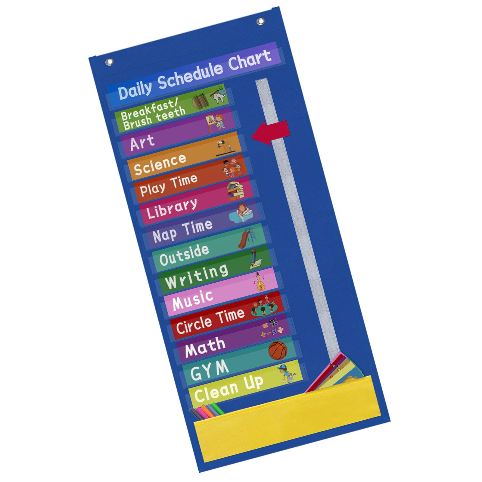 Kids Daily Schedule Pocket Chart Classroom Schedule With 31 Cards 131 Pockets Weekly Schedule Chart With 10 Blank Double-Sided