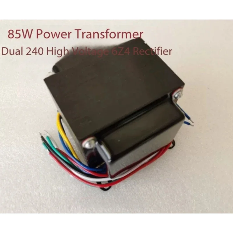 85W Tube Amplifier Power Transformer, 2x240V High Voltage 6Z4 Rectifier, Copper Core, Horizontal with Cover
