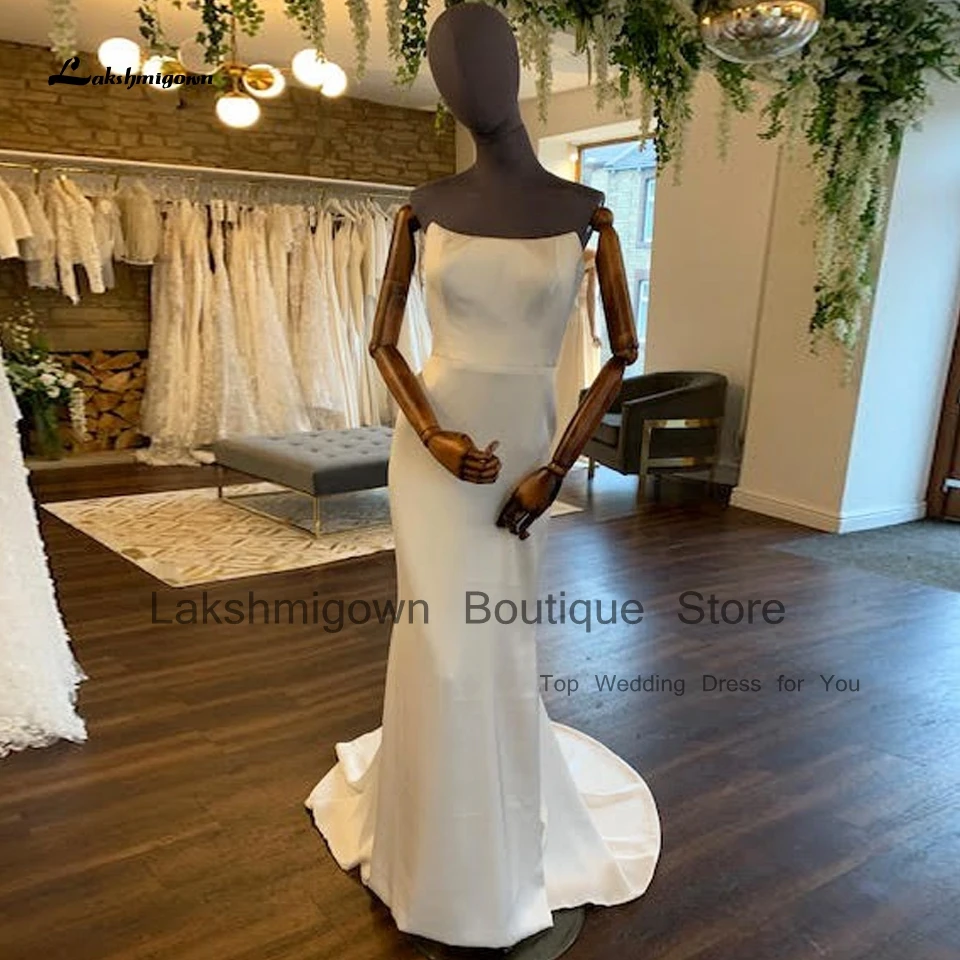 

Lakshmigown Simple Sikly Satin Mermaid Wedding Dress Off The Shoulder 2023 Vestidos Elegant Bridal Beach Wedding Gowns