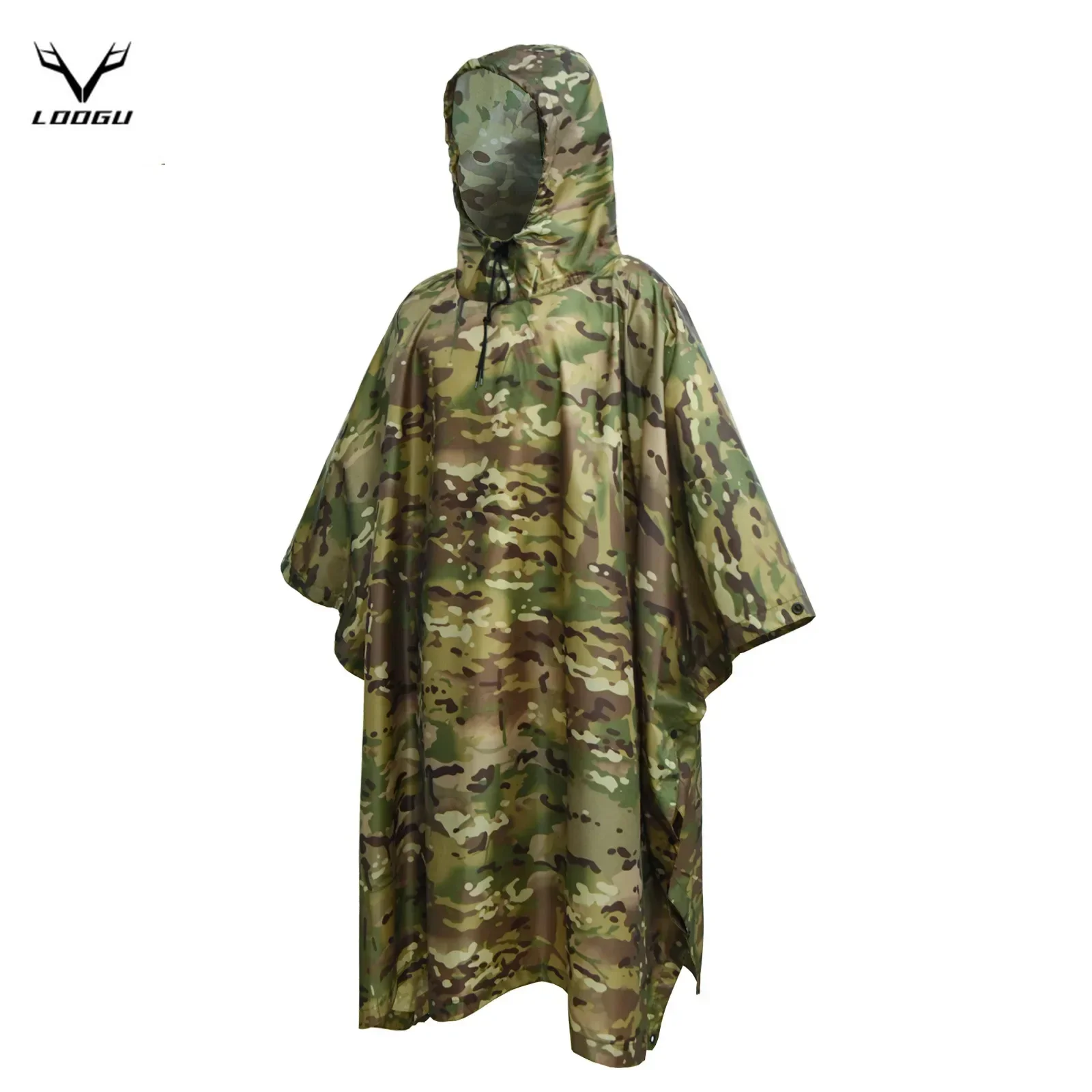 PU Breathable Camouflage Poncho Jungle Tactical Raincoat Bionic Birdwatching CS Hunting Ghillie Suit Travel Hiking Rain Gear