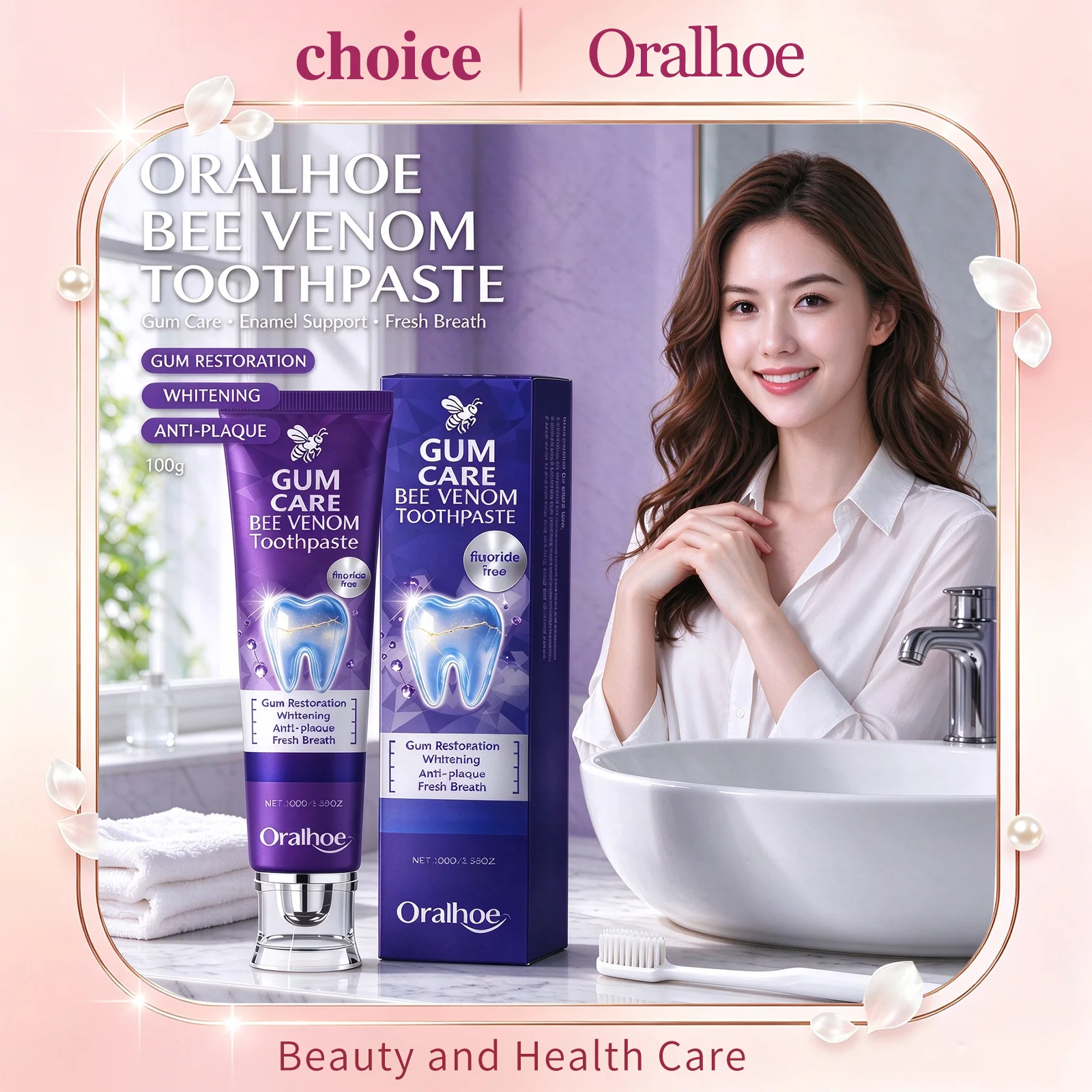 Oralhoe Bee Venom Toothpaste Fresh Breath Remove Yellow Teeth Plaque Stain Alleviate Gum Swelling Pain Mild Oral Care Toothpaste