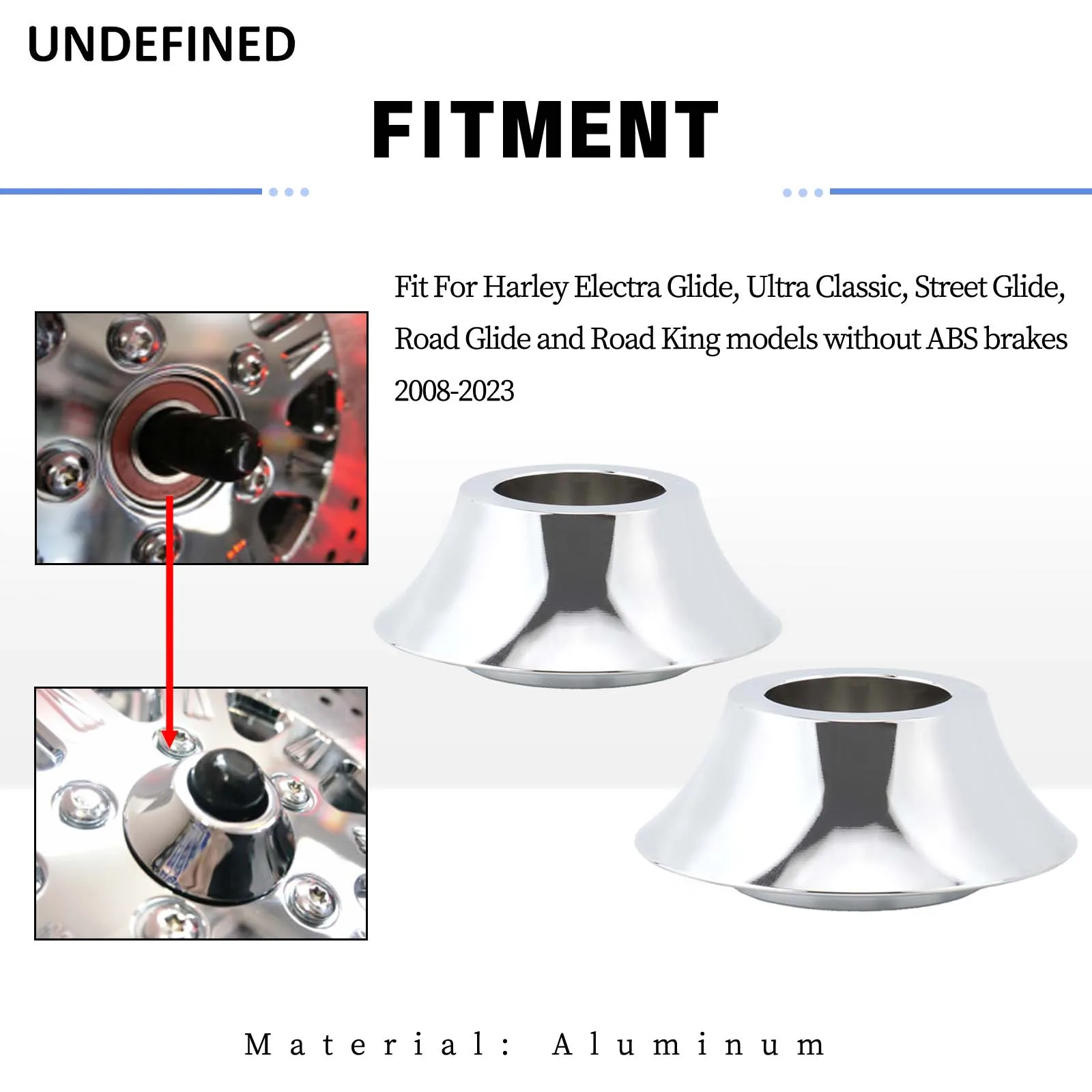 Motorcycle Chrome Tapered Front Wheel Axle Spacers For Harley Road King Electra Road Glide Street Glide Ultra Classic 2008-2024 image 3