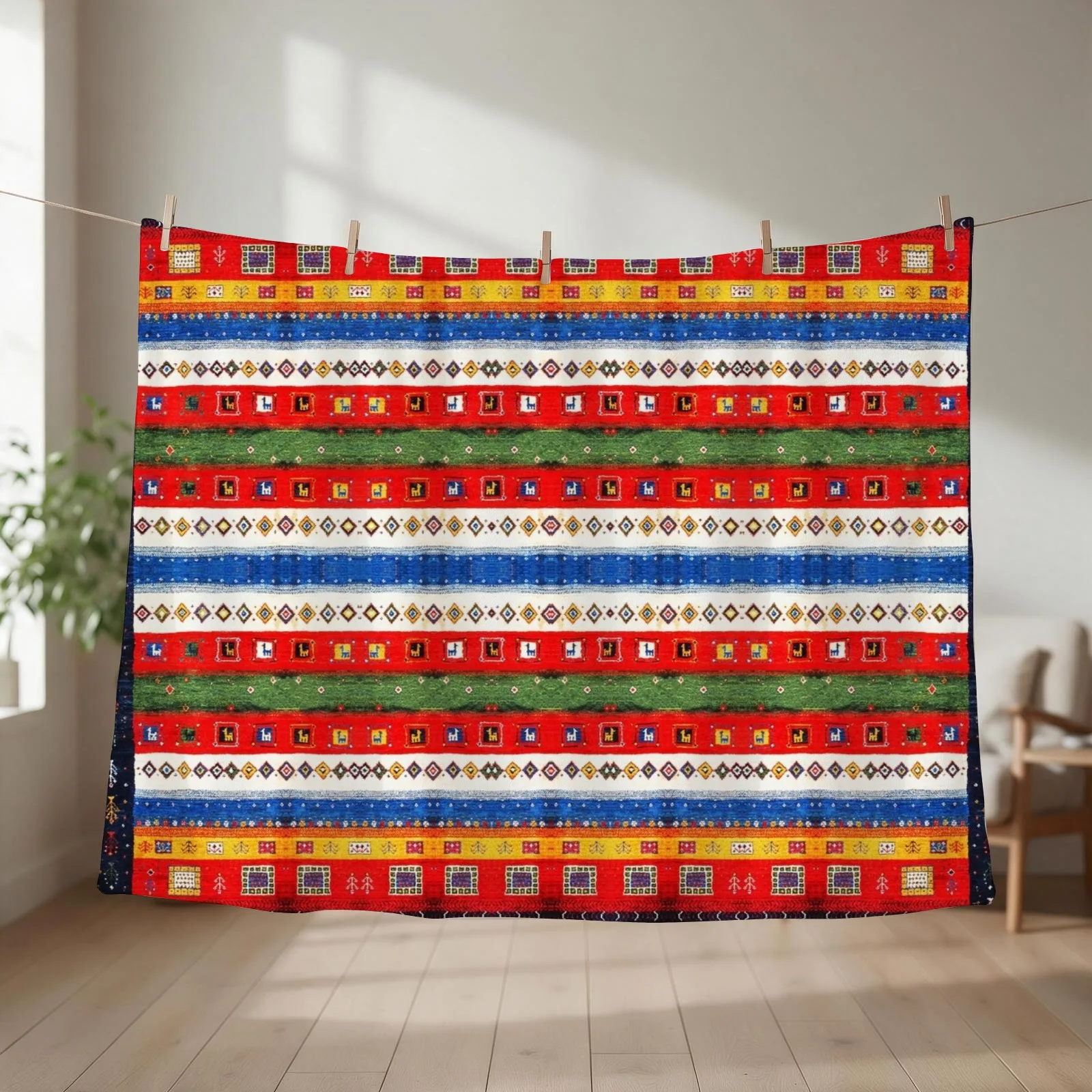 Colored Andalusian Traditional Moroccan Vintage Artwork Throw Blanket couch cozy soft plush fuzzy picnic outdoor blanket