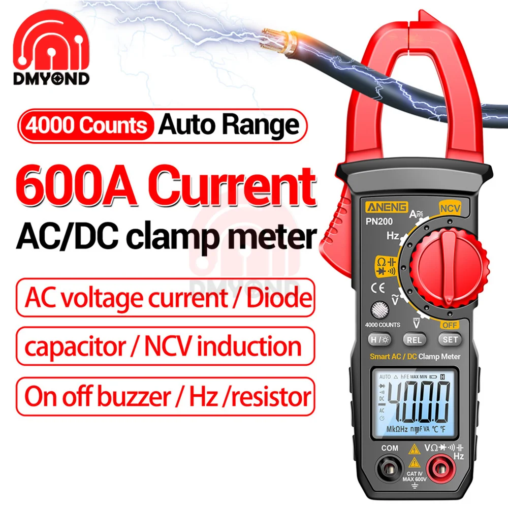 

Цифровой мультиметр ANENG PN200, мультиметр постоянного/переменного тока 4000 А, отсчетов, амперметр, тестер напряжения автомобиля, тестер емкости, бесконтактного напряжения, Ом