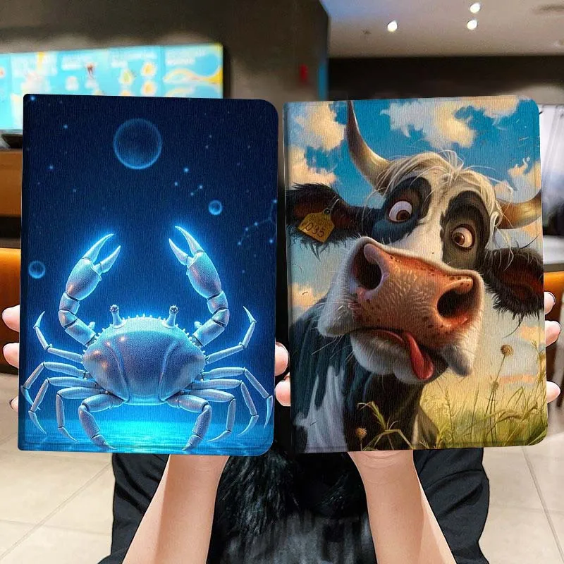 

Crab Cow Popular Art For iPad Pro Air Mini 2 3 4 5 6 7 6th 7th 10th 11th 10.2 9.7 10.5 11 Foldable Tablet Case Gift
