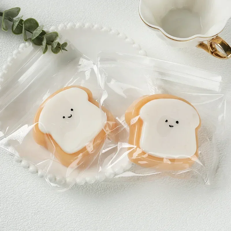 Kawaii Toast Cheese Mochi Soft Squeeze Slow Rebound Stress Relief Toy Smile Bread Slice Dessert Girl Birthday Fidget Toy Gift