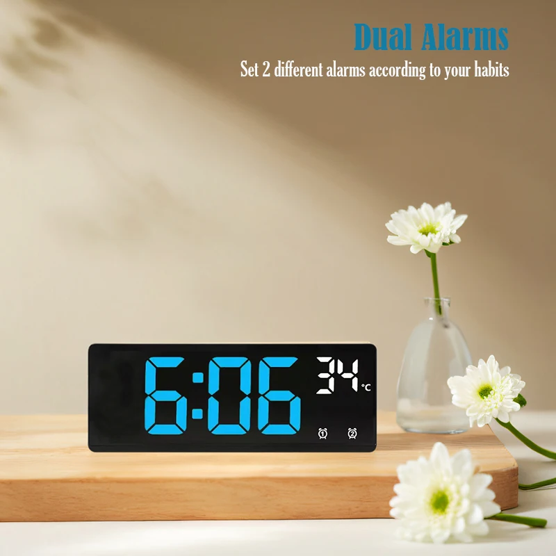 Digital Alarm Clock Travel Clock with Temperature Table Clock Large Display for Bedroom Office Kitchen Home Decoration