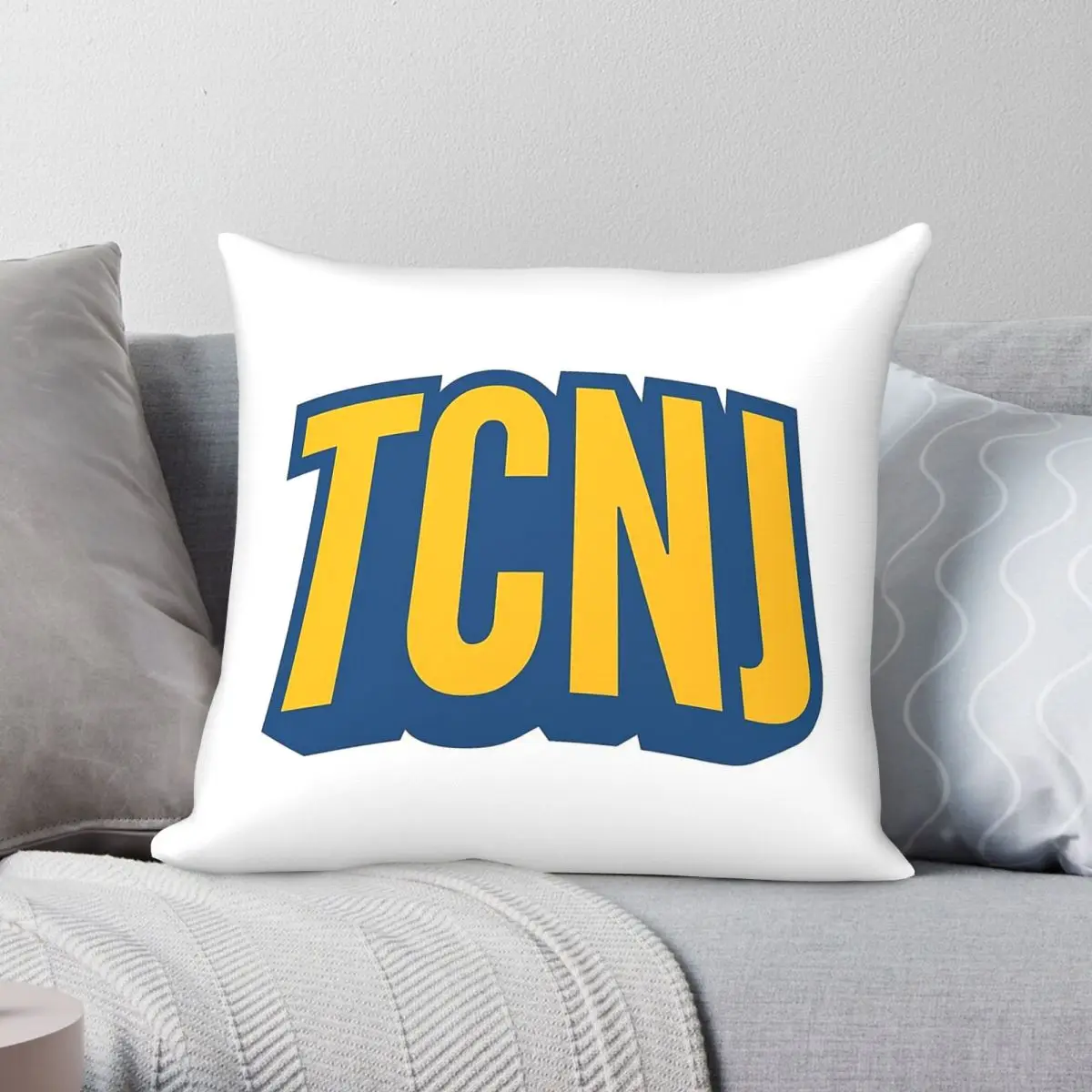 Tcnj Blue Gold Arch Square Pillowcase Polyester Linen Velvet Pattern Zip Decor Pillow Case Bed Cushion Case