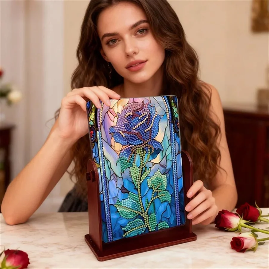 

Цветок специальной формы Столешница Алмазная картина Зеркало Комплект Настольное Алмазное Зеркало Художественные Наборы 5D DIY Алмазное Искусство Настольный Декор