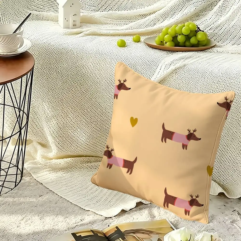 Sausage Dog Soft Pillow Shell For Sofa Living Space Bedroom Headboard Backrest Square Cushion Cozy