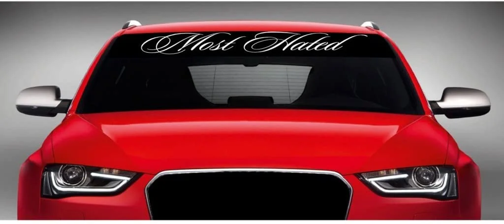 

For Noizy Graphics 40" x 4" Most Hated - JDM Car Windshield Sticker Truck Window Vinyl Decal