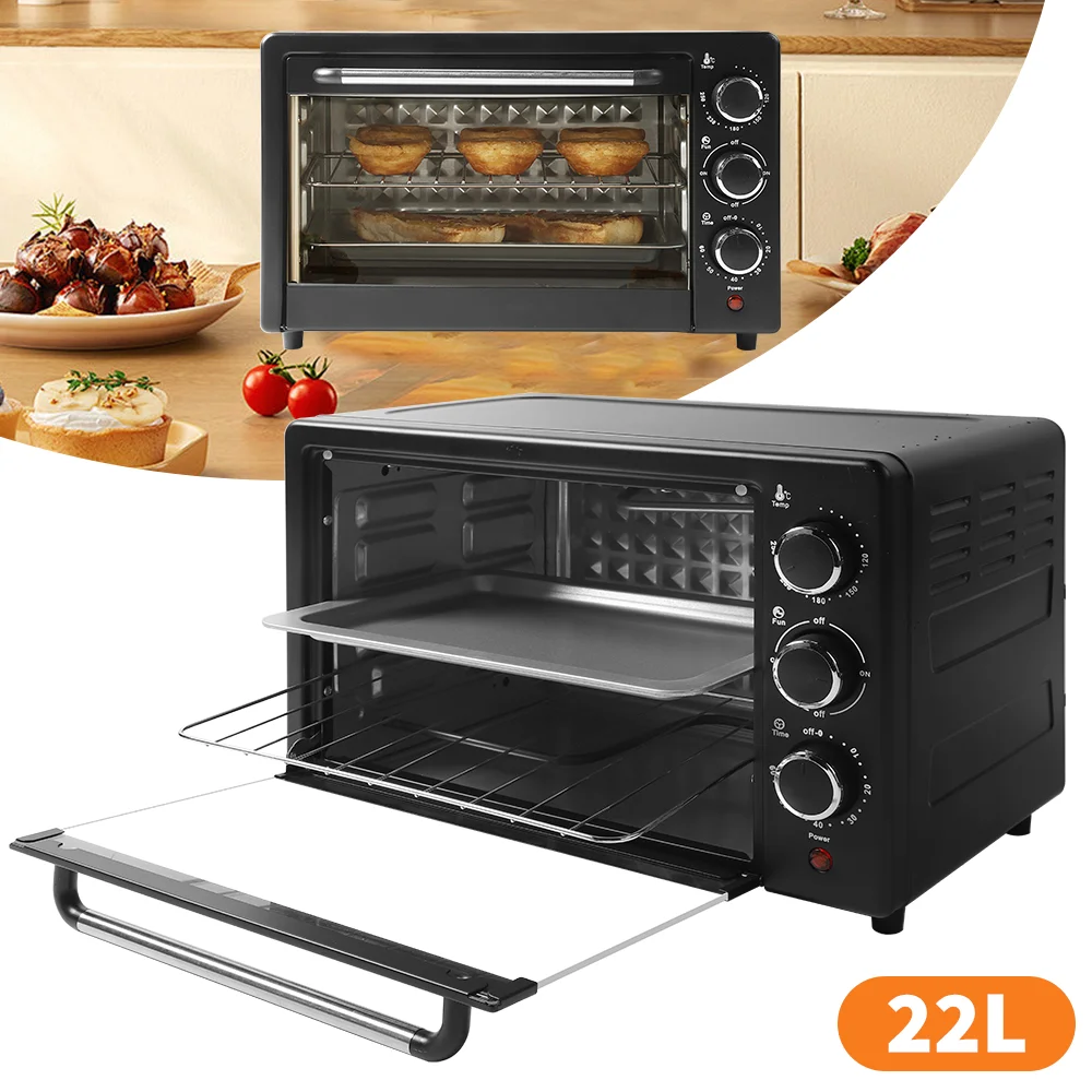 [EU Stock] 22L Electric Oven 220V 1000W Mini Electric Oven Pizza Crepe Bakery Roast Ovens Grill Breakfast Machine Timable