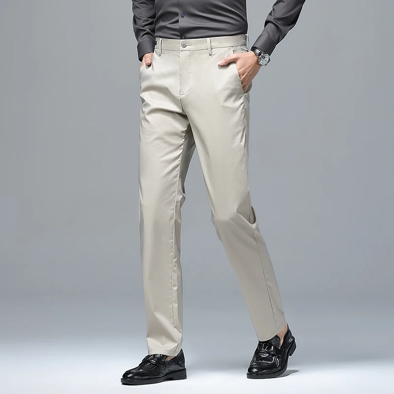 New Spring And Summer Fashion Versatile Comfortable Breathable Smooth And Stylish Pants For Men'S Casual Business Trousers