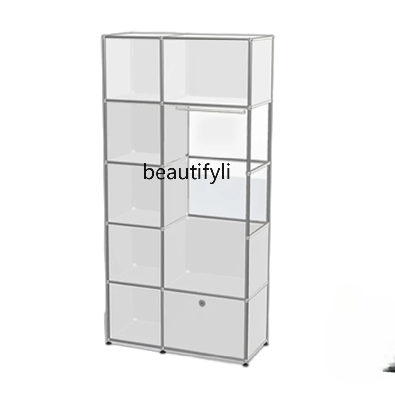 Module Component Wardrobe Floor Coat Rack Stainless Steel Bedroom Storage Cabinet Simple and Light Luxury