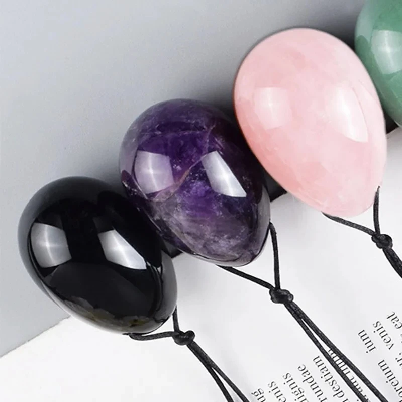 Natural Quartz Drilled Yoni Egg Massager Set Jade Amethyst Kegel Balls Kegel Exercise Jade Ball Vaginal Tightening Massage Egg