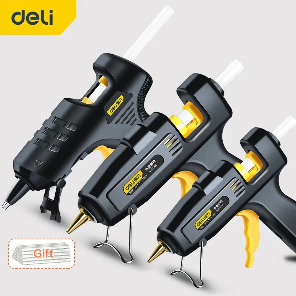 Deli 20W High Temp Heater Melt Hot Glue Gun DIY Repair Tool Heat Mini Gun With Glue Sticks Heat Hot Melt Glue Gun