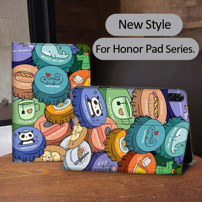 

Bottle Cap Creative Pattern For Honor Tab Tablet MagicPad 3 6 7 X8 V7 V8 8 9 X9 X8a X9a 10 Pro Inch 2020 2021 Tablet Case