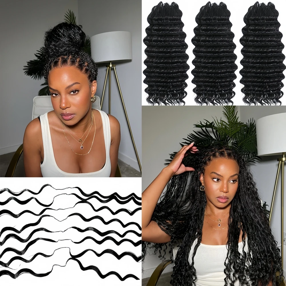 

Water Wave Deep Wave Feather Crochet Human Hair Extensions Pre Separated Miracle Knots Burmese Curly Crochet Hair Natural Curly Braiding Hair Soft Full Hair Reusable Style For Black Women