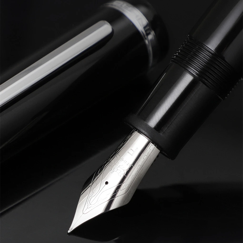 Imagem -06 - Jinhao X159 Acrílico Série Caneta Fonte Clipe de Prata Ouro Iraurita Fino Nib para Escrita Assinatura Escritório Escola A7107