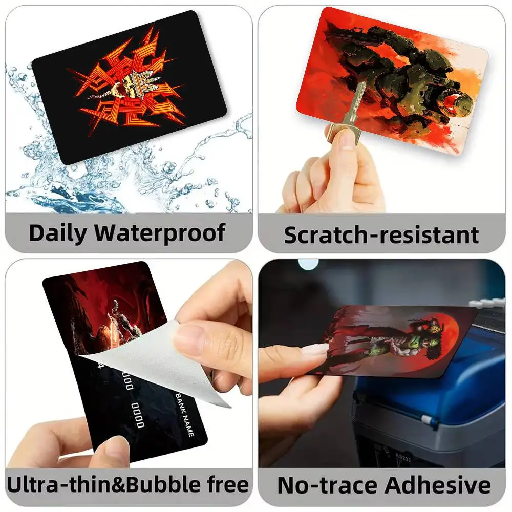 Game D-Doomslayer Credit Card HD Stickers Small Chip Waterproof Sticker Game Card Decal Gift