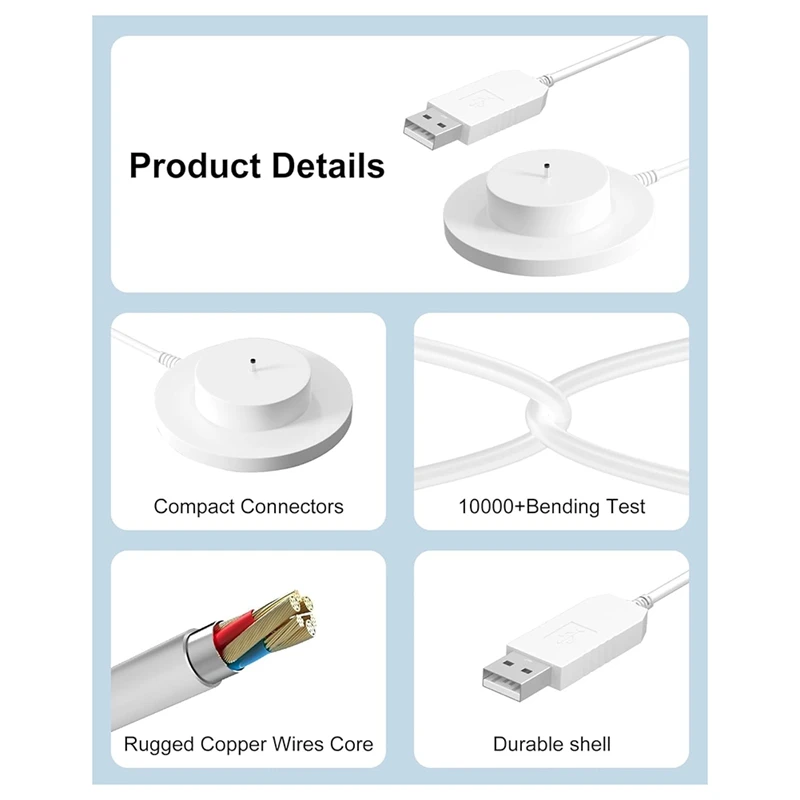 DT98 USB Power Cord Replacement for Toniebox Audio Player Set, 9V 1.6A Charging Base Station Adapter for Toniebox, White