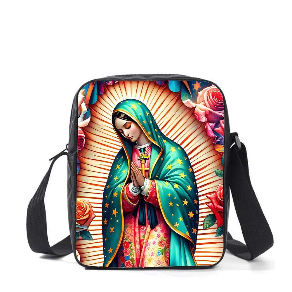 

Virgin Mary Printed Crossbody Bag, Lightweight Durable Oxford Cloth Shoulder Bag with Herringbone Pattern, Polyester
