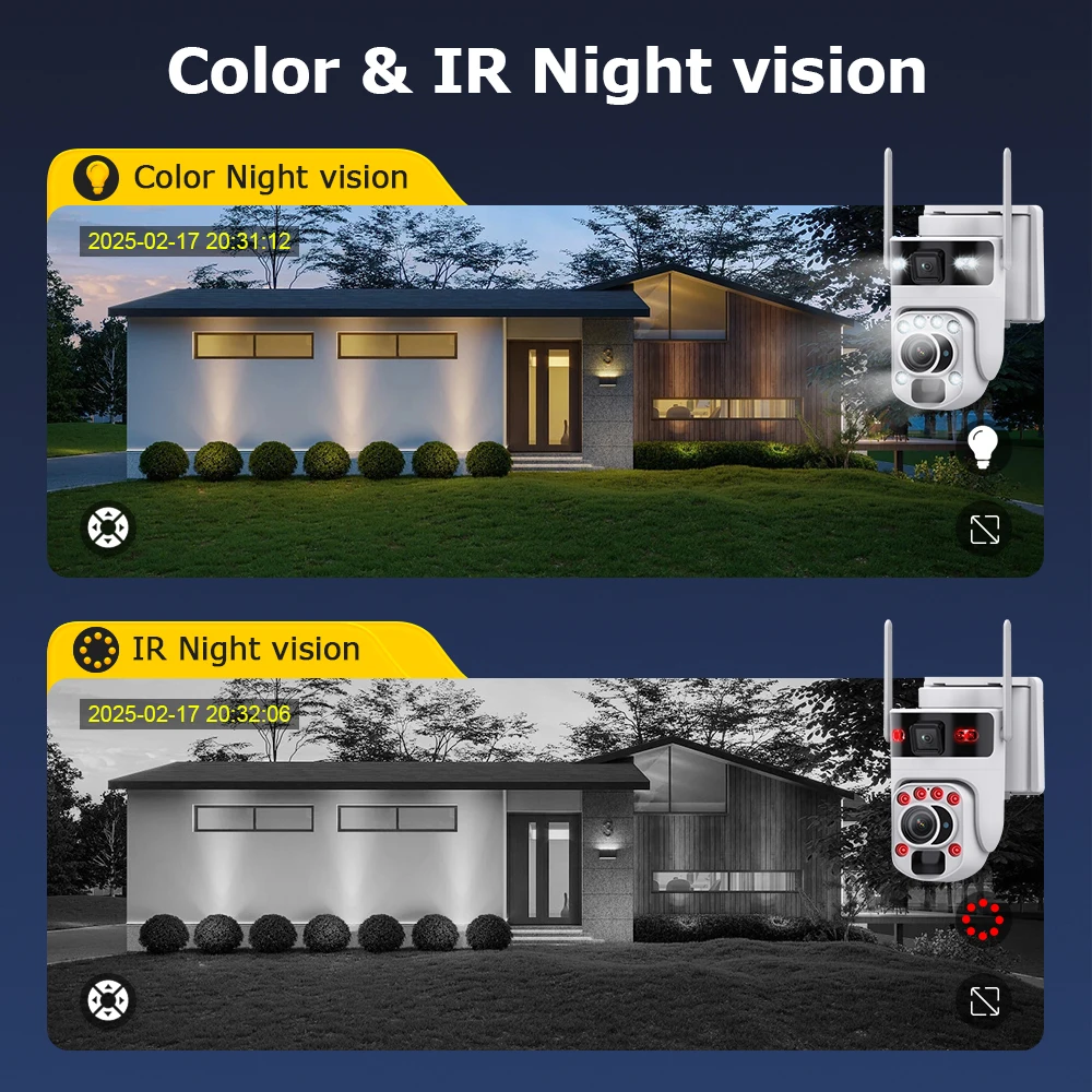 UBOX 12MP Outdoor 4G Sim Solar Camera 20X ZOOM Dual Lens Wireless Security Camera PIR Night Vision Auto Tracking Human Detection