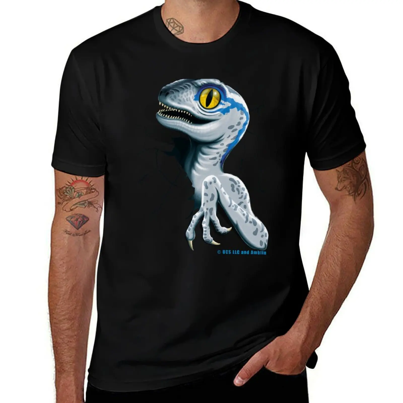 Jurassic World - Camiseta Baby Blue Velociraptor, camiseta informal de manga corta con diseño sencillo