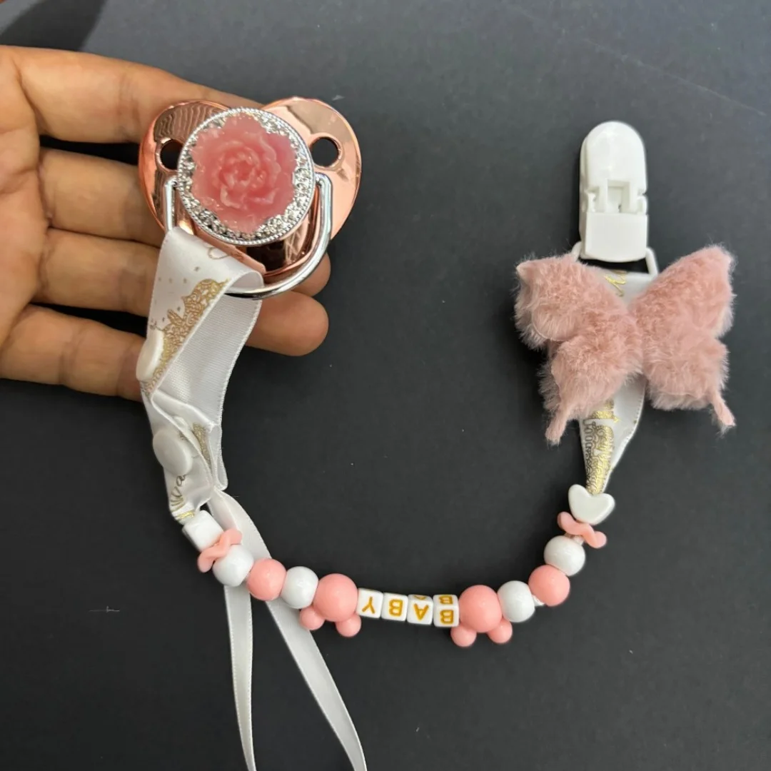 Personalized Pacifier Clip Cartoon Print Newborn Soother Custom Infant Dummy Holder Baby Feeding Gift Baby Shower Gift Boy Girl