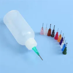 With 11 Needles Transparent Glue Bottle Polyethylene Needle Dispenser Dispensing Bottle for Rosin Solder Flux Paste 30ml/50ml
