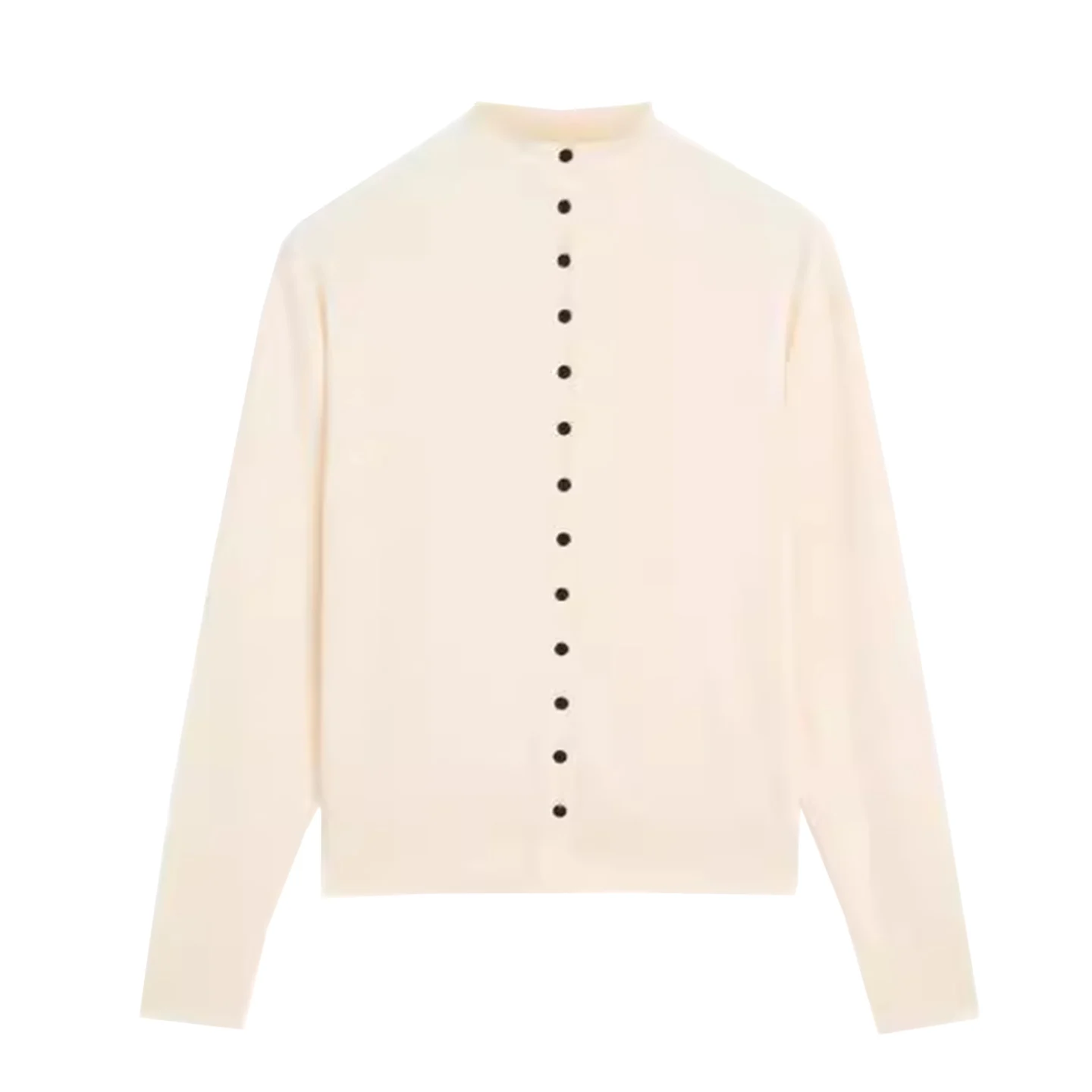 

Faionable Lightweight Knitted Open Cardigan for Women Ele Autumn 2025 New Arrival Soft Long Sve High Collar