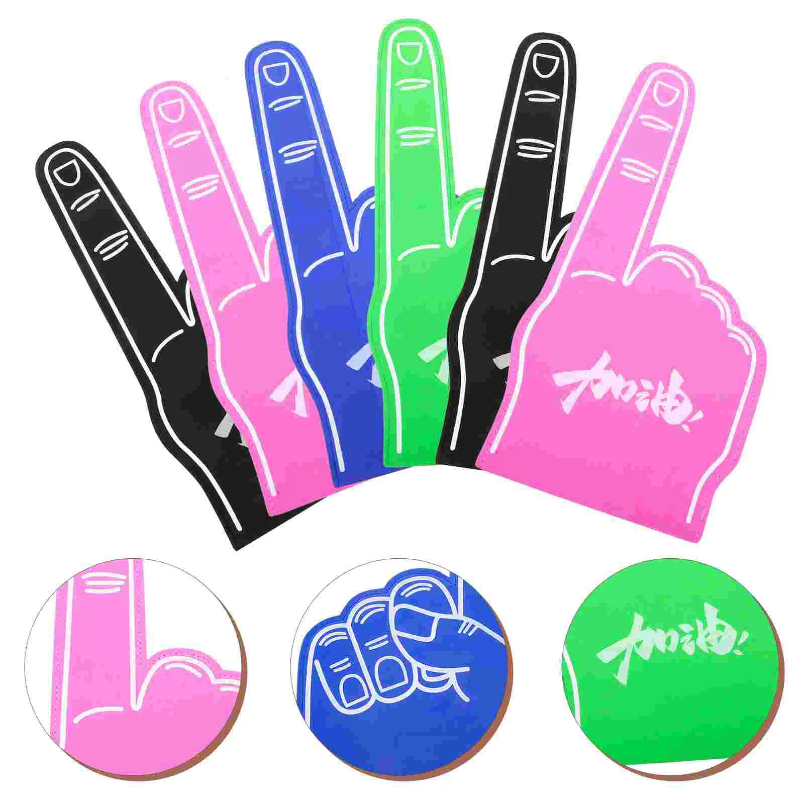 6 Pcs Hand Support Props Blue Pom Poms Foam Fingers Gloves Television Cheerleading Eva Child Cheering