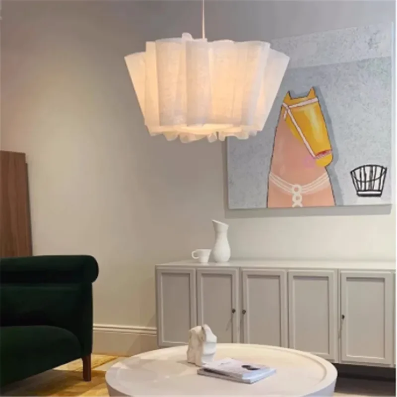 

Wabi Sabi Linen Fabric Lamp Vintage Handmade Folded Pendant Lights LED Coffee Bar LivingRoom Study Bedroom Ceiling Hanging Lamps