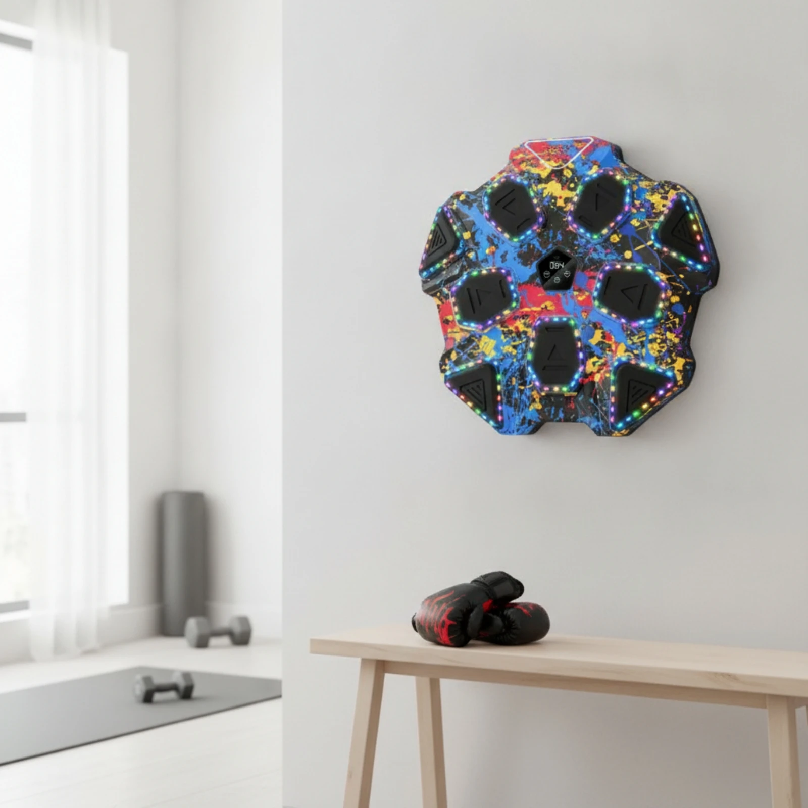 Music Boxing Machine Musical Smart Boxing Machine Adjustable Led Display for Children, Home Gym, Playroom