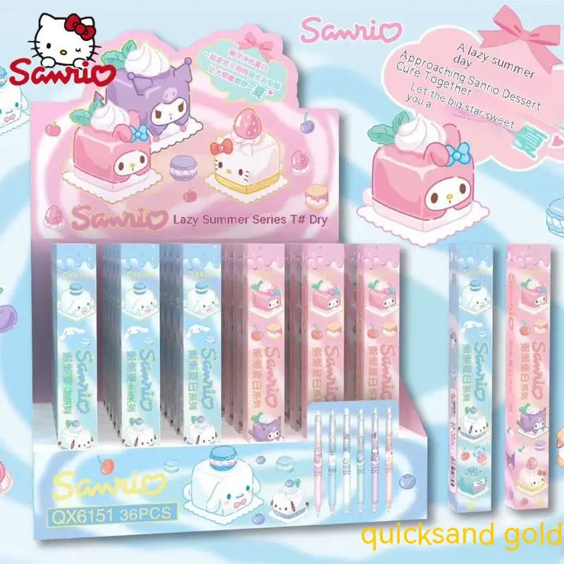 sanrio hello kitty black gel pen estudante ferramentas de escrita kawaii cartoon imprensa escola e escritorio papelaria presentes atacado 05 mm 36 pcs 01