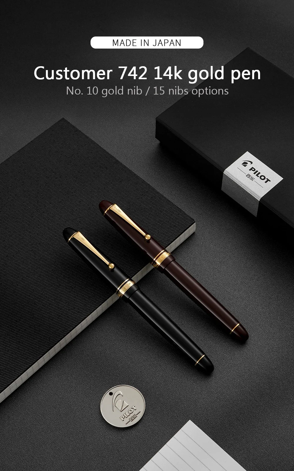 PILOT 742 Fountain Pen 14K Gold Nib Calligraphy