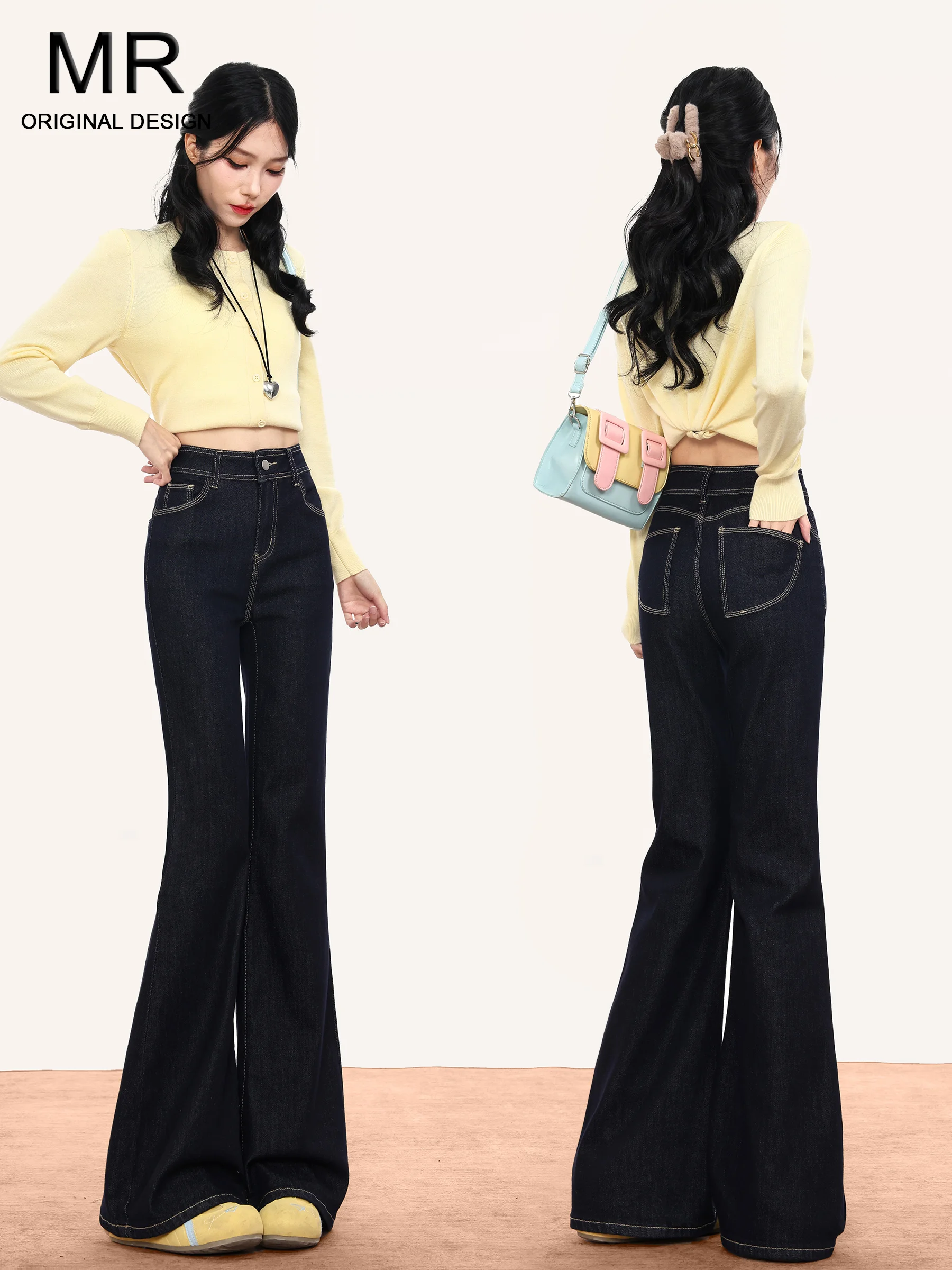 

Джинсы-клеш в американском ретро-стиле для женщин: осенне-весенне-летние, новые, с эффектом похудения, модные брюки-клеш