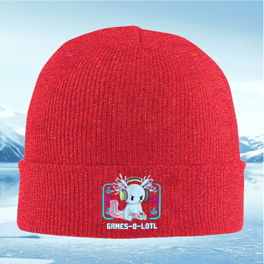 Axolotl Gamer Jugando Videojuego mit Joystick Herren Damen Unisex Gorro de Punto Gorro Trikot Invierno térmico Hieido Navidad