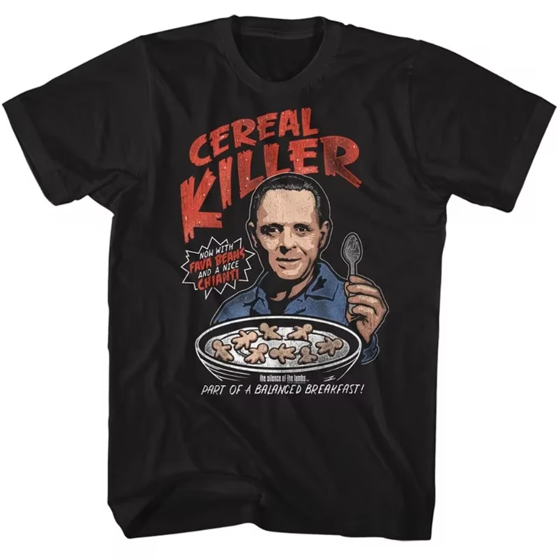 Camiseta informal de estilo urbano, holgada, para fanáticos de Hannibal Lecter, con estampado de la película Clásico de la película El Silencio de los Corderos, camisa de manga corta para hombre