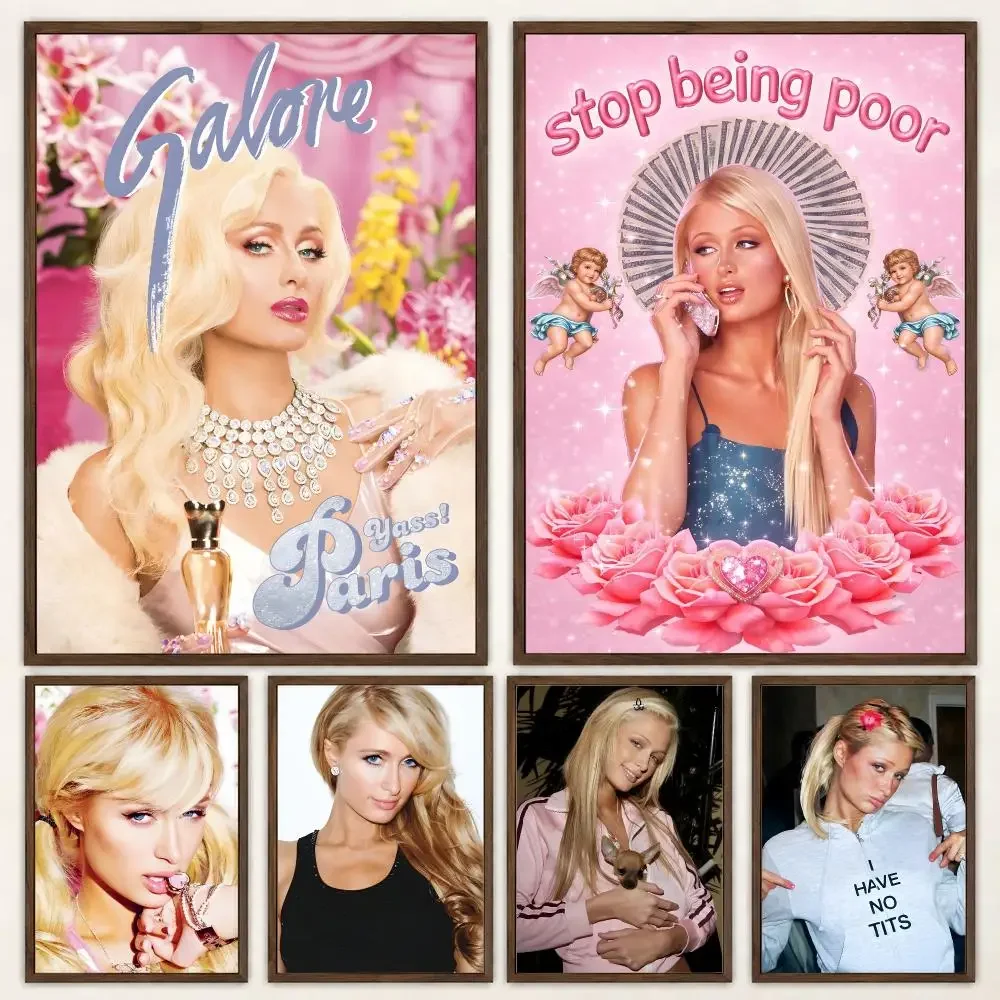 Famous Celebrity Media Personality Paris Hilton Poster Self‑Adhesive Waterproof Poster Sticker Wall Art Home Decor