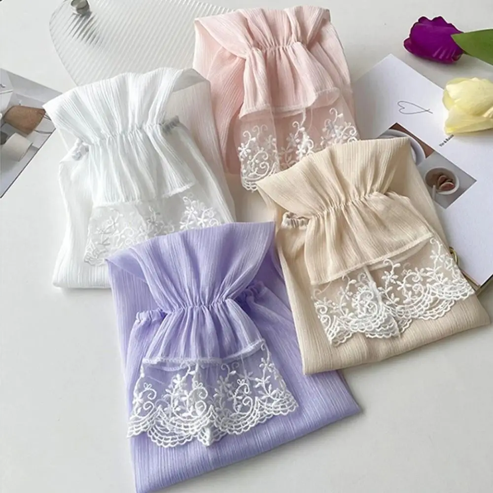 Trendy Sun Protection Lace Sleeve Fingerless Polyester Long Arm Sleeves Breathable Hand Sleeves Summer Arm Cover Outdoor