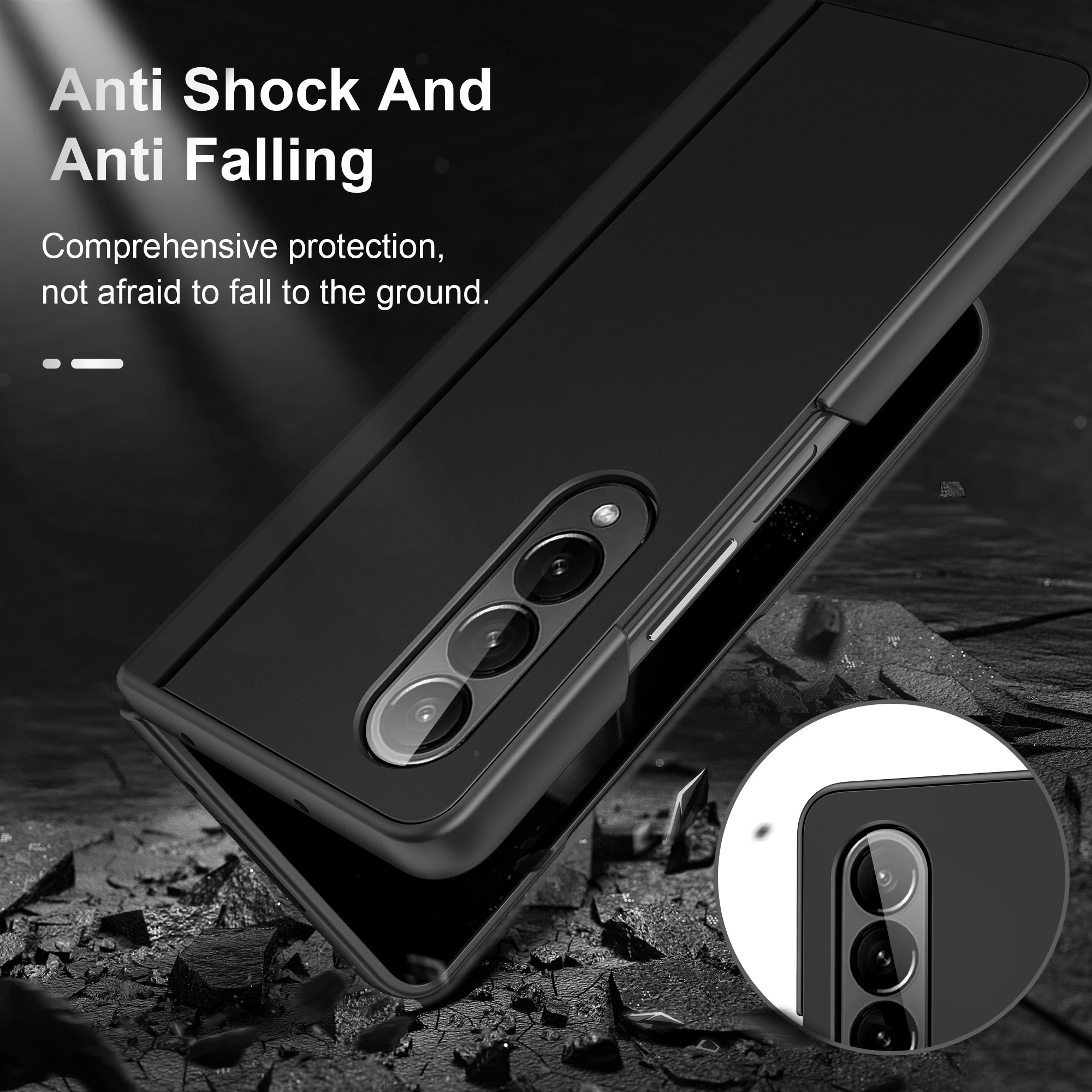 for samsung z fold 3 4 Anti-Slip Hard Phone Cover Folding Case for Samsung Galaxy Z Fold 4 3 5G Fold4 Fold3 Black Cases