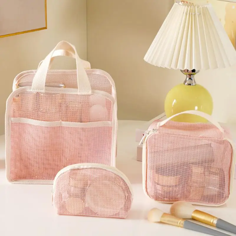 1 Stück tragbare Reise-Lippenstifttasche, Netz-Handtasche, Make-up-Tasche, Kosmetik-Aufbewahrungstasche, Kulturbeutel, transparente Strandtasche – Detail 13
