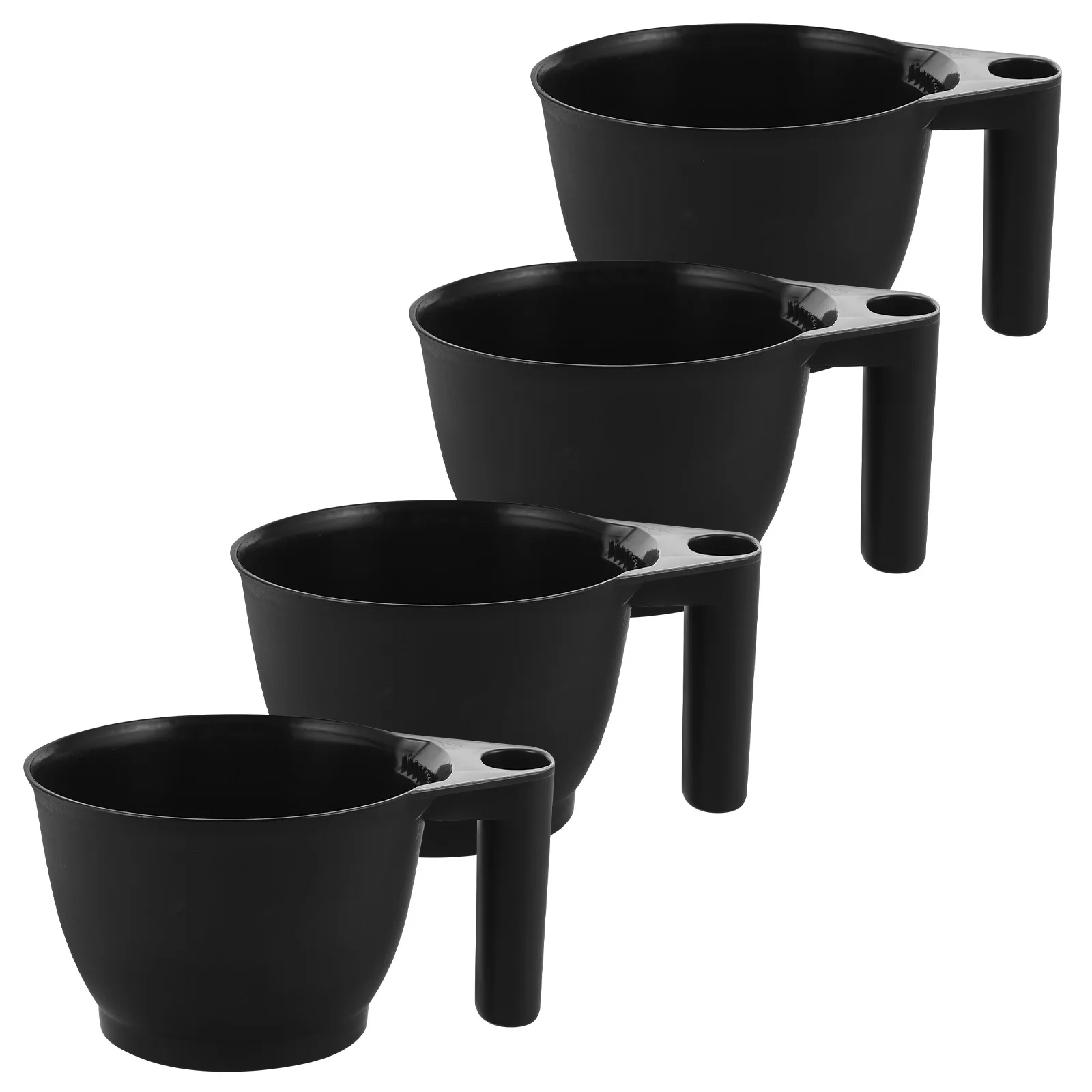 

4Pcs Professional Hair Mixing Bowl Black Plastic Dye Containers Ergonomic Handle Hair Coloring Tinting Supplies