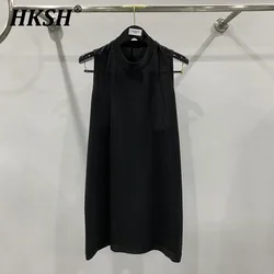 HKSH Spring Summer New Men's Tide Dark Solid Color Punk Tank Tops Versatile Off Shoulder Racerback Vest Women Waistcoat HK1398