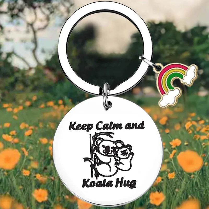 Koala Bear Gift Key Chain Ring Keep Calm and Koala Hug keychains pendant Koala Lover gift Family Friends gift