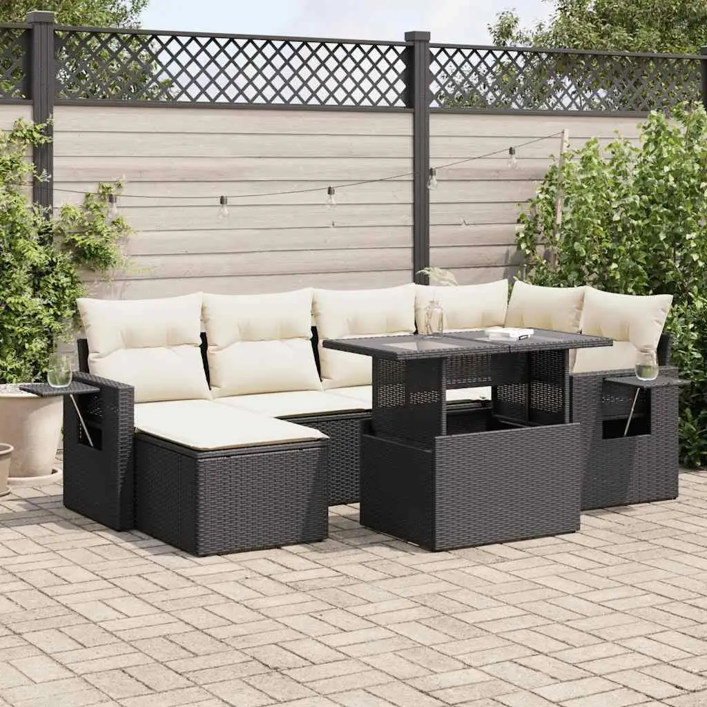

Black Garden Sofa Set Cream White Outdoor Seating Furniture Stylish and Comfortable Backyard Patio Decor