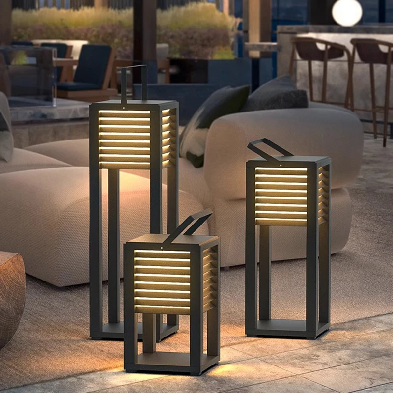 Luz de suelo Solar sin cables, lámpara de césped cuadrada para casa de campo, luces decorativas impermeables para jardín y paisaje al aire libre