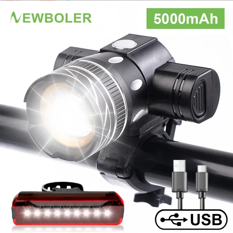 

15000LM T6 LED Light Bike Bicycle Light Set USB Rechargeable Headlight Flashlight Waterproof Zoomable Cycling Lamp for Bike